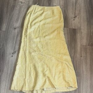 Carmen Marc Valvo Signature 2000’s Vintage Y2K Beaded Butter Yellow Skirt Sz 10